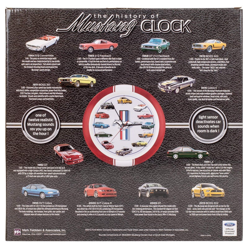 Mark Feldstein & Associates History of Mustang Sound Wall Clock, 13 Inch Red - Image 4